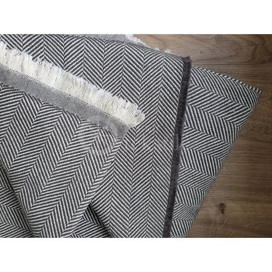 Cotton blanket "Eglutė" dark grey